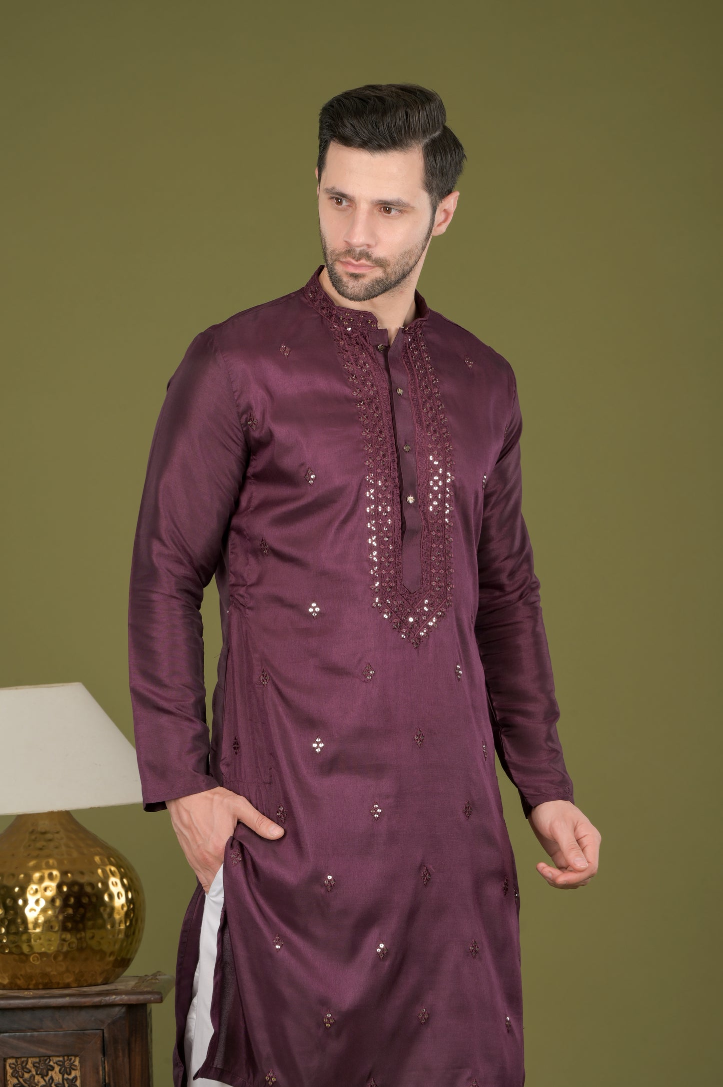 KANAK - Royal Plum Sequin Embroidered Kurta Set