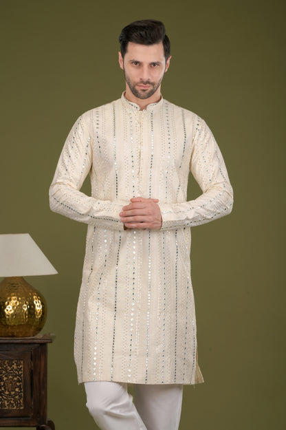 NOOR - Ziya Mirror Kurta Set (Ivory)