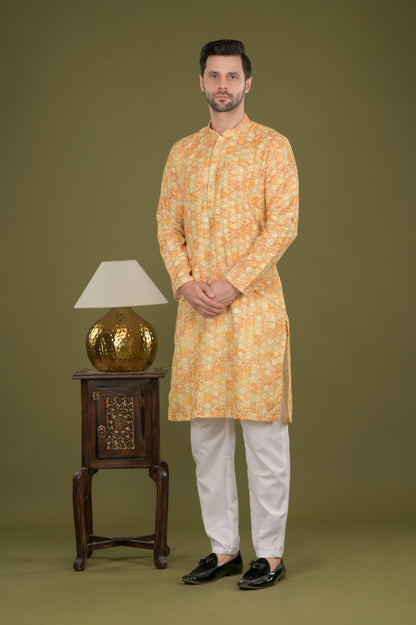 NAKSH- Golden Glow Embroidered Digital Print Kurta Set