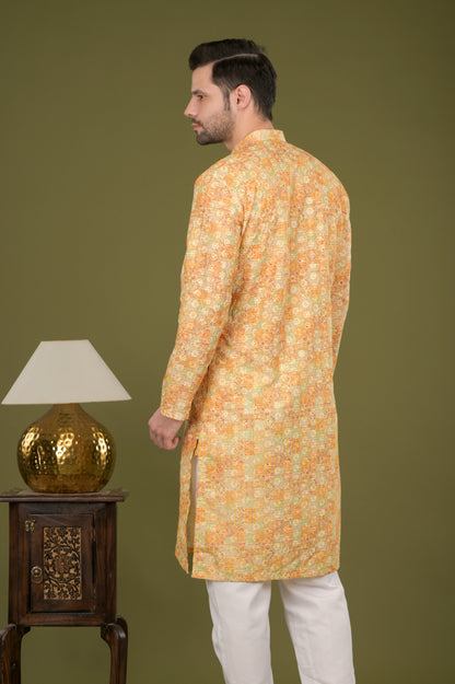NAKSH- Golden Glow Embroidered Digital Print Kurta Set