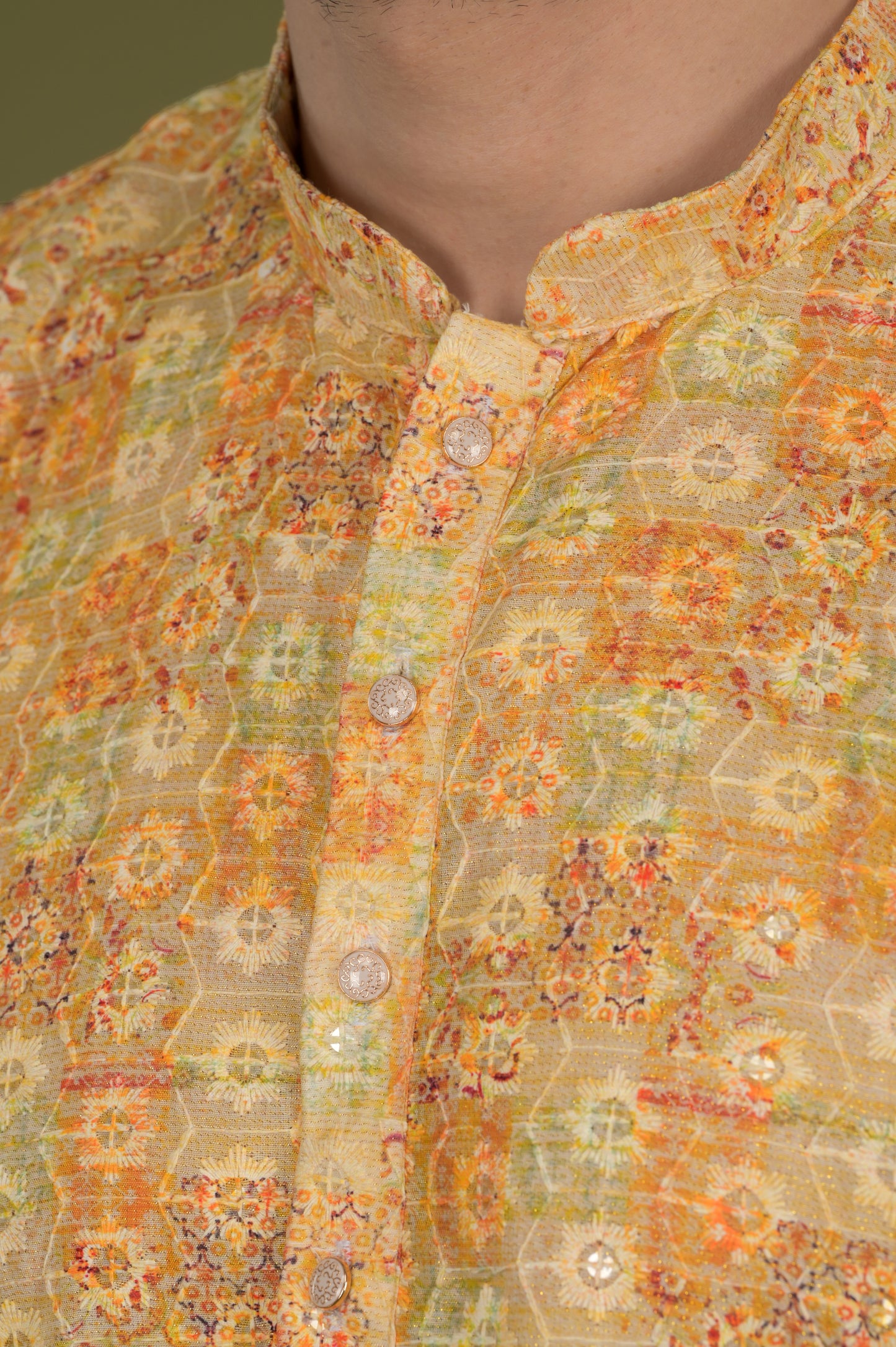 NAKSH- Golden Glow Embroidered Digital Print Kurta Set