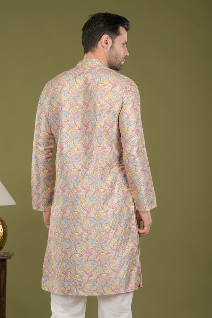 LEHAR - Royal Tapestry Embroidered Digital Print Kurta Set (Yellow)