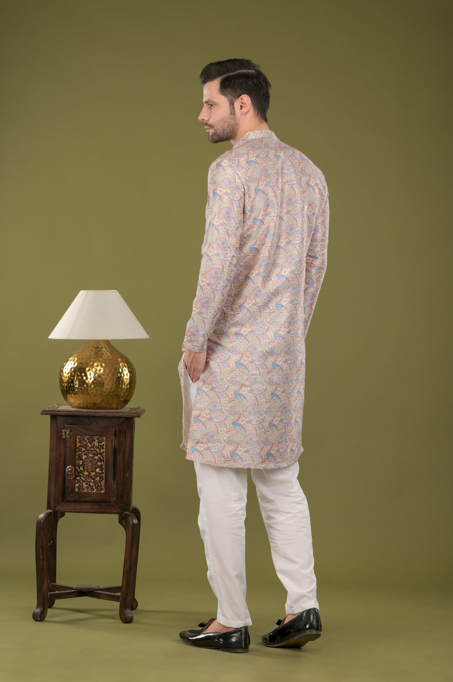 LEHAR - Royal Tapestry Embroidered Digital Print Kurta Set (Lavender)