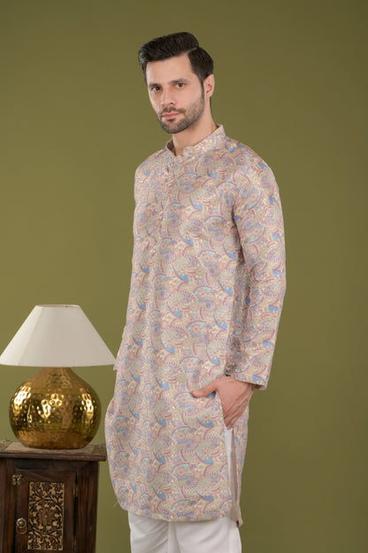 LEHAR - Royal Tapestry Embroidered Digital Print Kurta Set (Lavender)