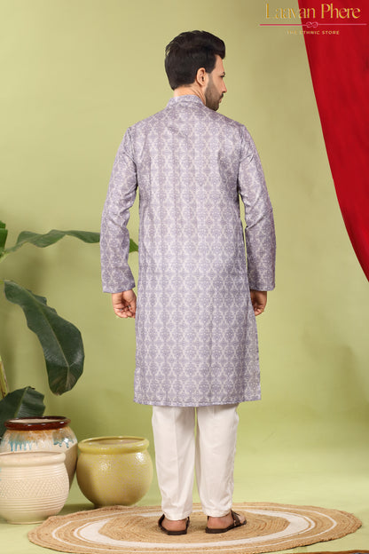 Chitrak – Lavender Cipher All-Over Printed Cotton Kurta