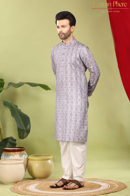 Chitrak – Lavender Cipher All-Over Printed Cotton Kurta