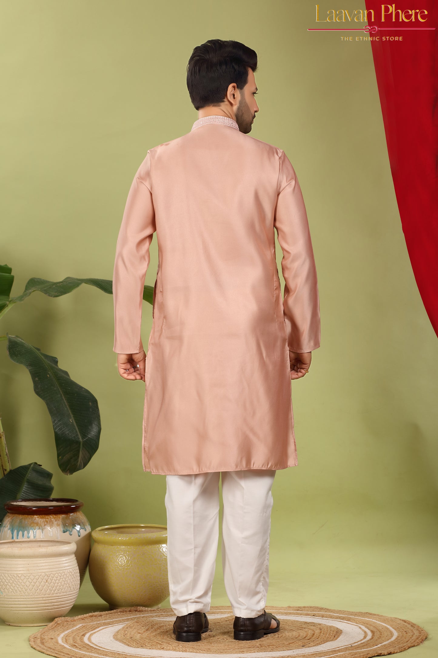 Savar – Blush Dusk Sequin Placket Embroidered Modal Silk Kurta