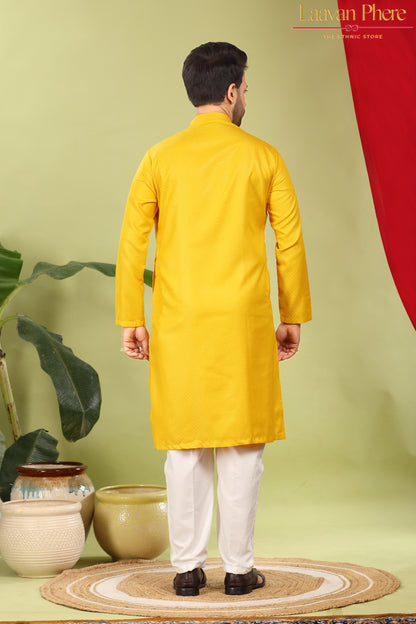 Haridra – Turmeric Gold Self Textured Cotton Kurta