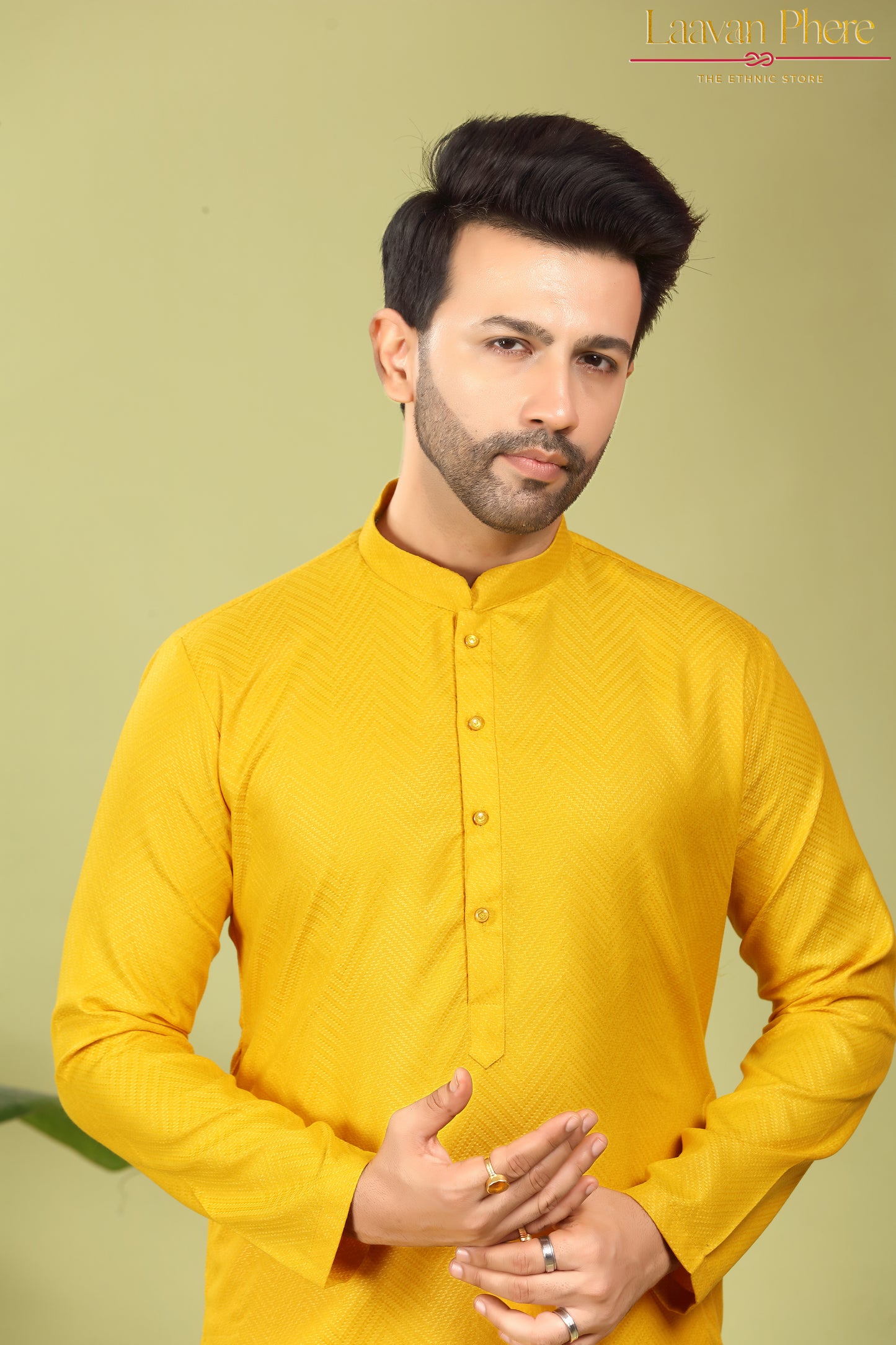 Haridra – Turmeric Gold Self Textured Cotton Kurta