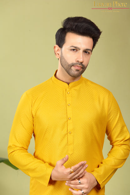Haridra – Turmeric Gold Self Textured Cotton Kurta